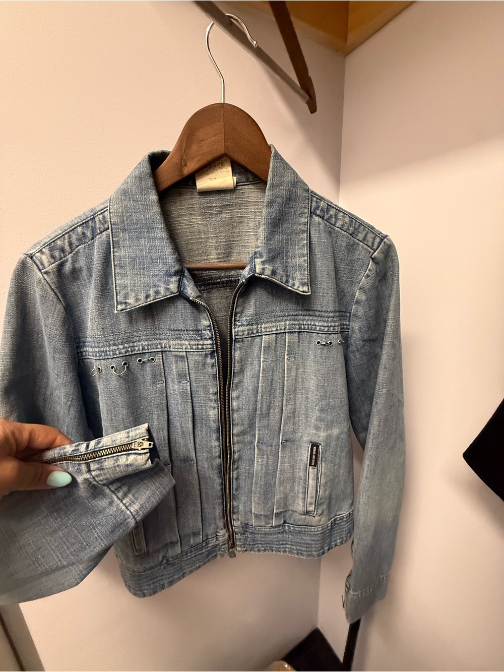 Versace Light Blue Denim Zip Jacket